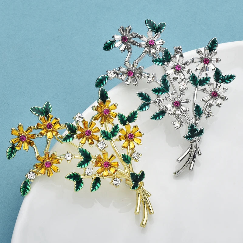 PENDRA Banquetflora Crystal Flower Brooch