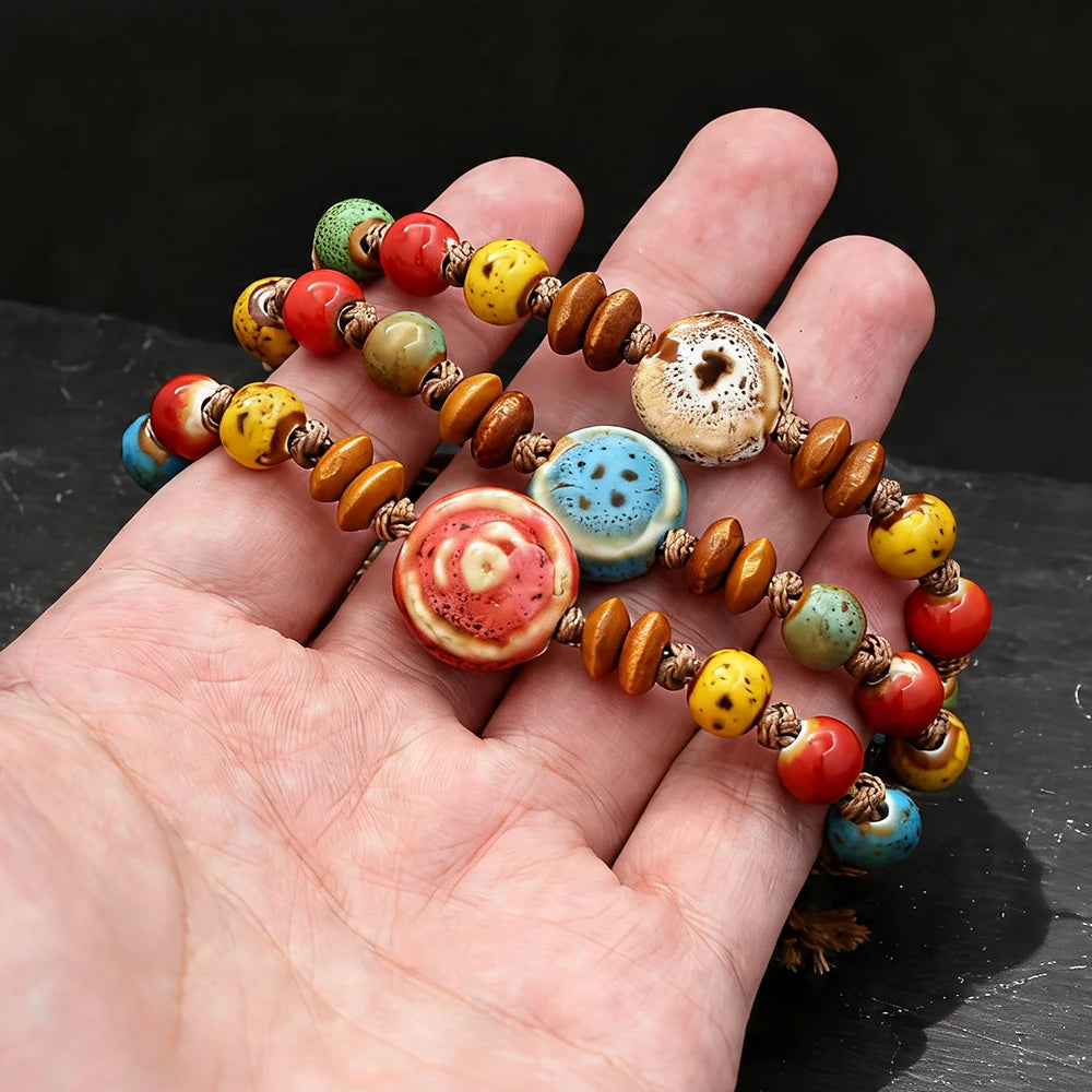 PENDRA Ceramica Light Blue Handmade Ceramic Beaded Bracelet