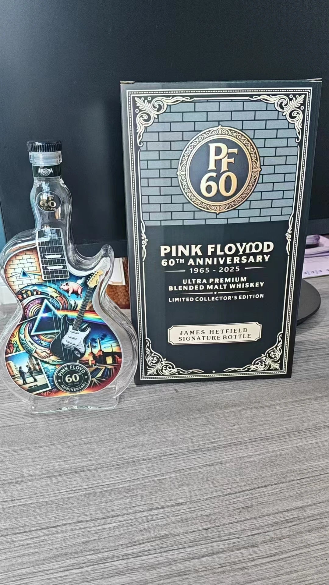 Pink Floyd  Rock Music Inspired Glass Whiskey Decanter Creative Guitar Liquor Bottle Collector Display Gift for Music Fans