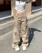 PENDRA Bowtie Wide Leg Drawstring Cargo Pants