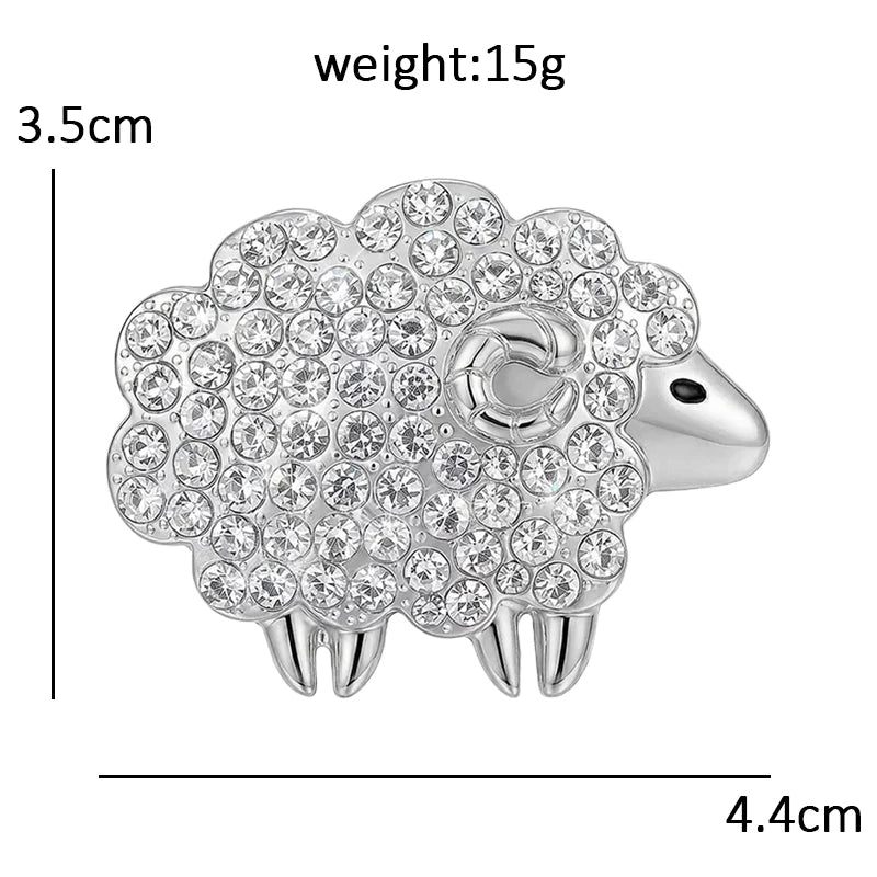 PENDRA Heartwool 2-Color Rhinestone Sheep Brooch