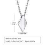 Minimalist Stainless Steel Geometric Rhombus Necklace for Men, Stacking 8MM Simulated Pearl Beads Chain Collar