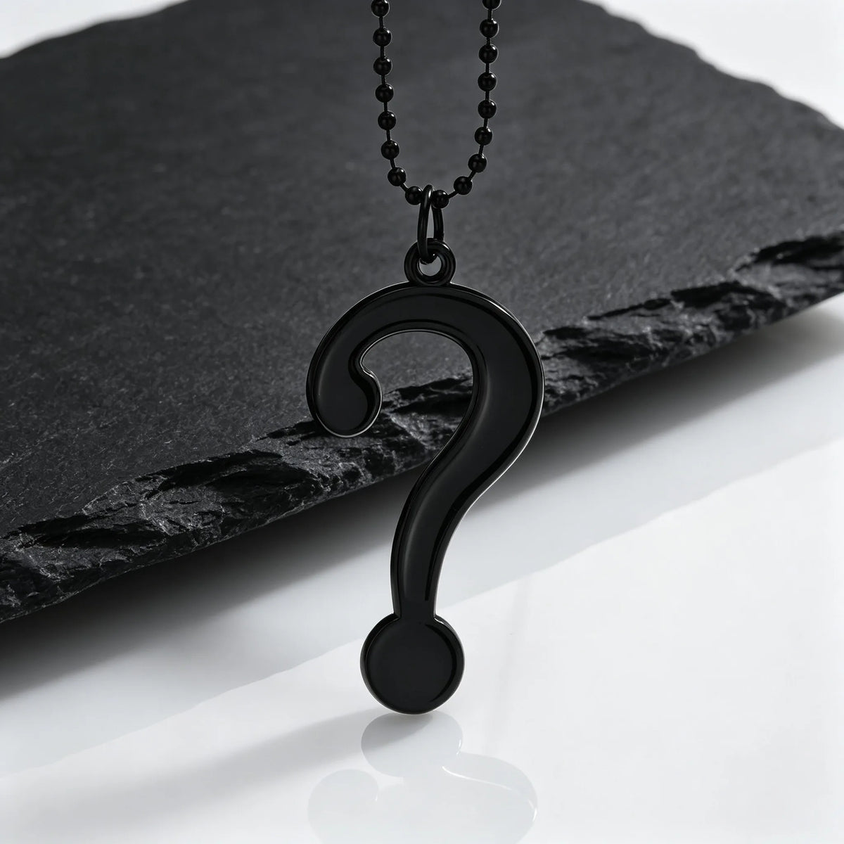 Black Question Mark Pendant Necklace for Men,Punk Gothic Y2K Chain Streetwear Statement Jewelry Gift for Him