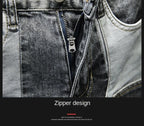 New Arrival High Quality KPOP Splicing Men's Designer Work Pants Jeans Grey Patchwork Korean Fashion Men Luxury Casual Pants