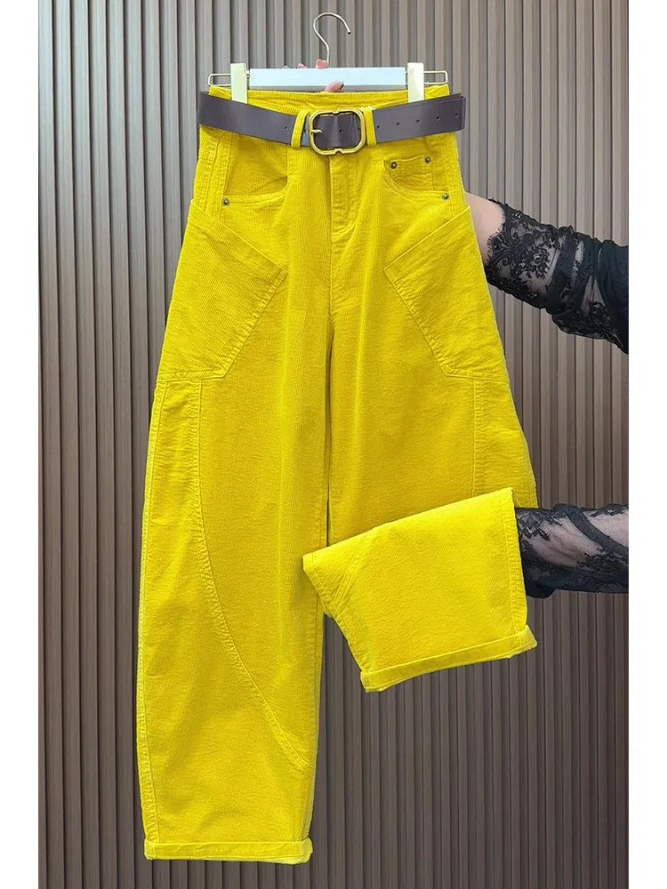 PENDRA Curved Cut Woolen Wide Leg Pants