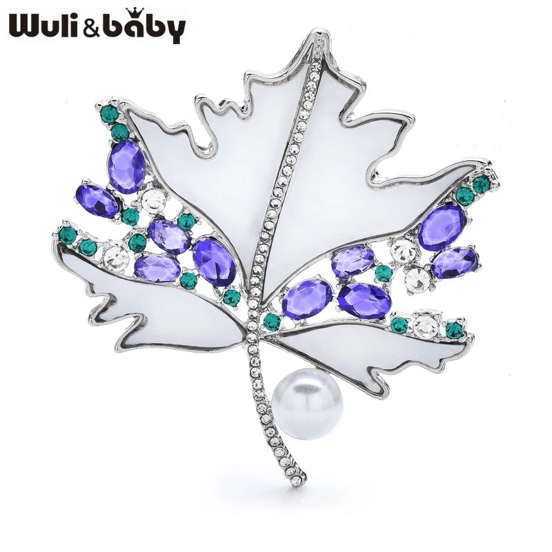 PENDRA Mapletta Purple Rhinestone Maple Leaf Brooch