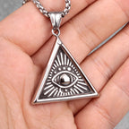 PENDRA Eye God Triangle Steel Necklace
