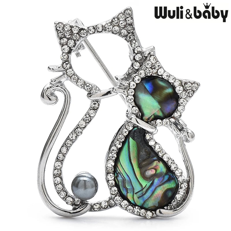PENDRA Pearl Cat Abalone Shell Brooch