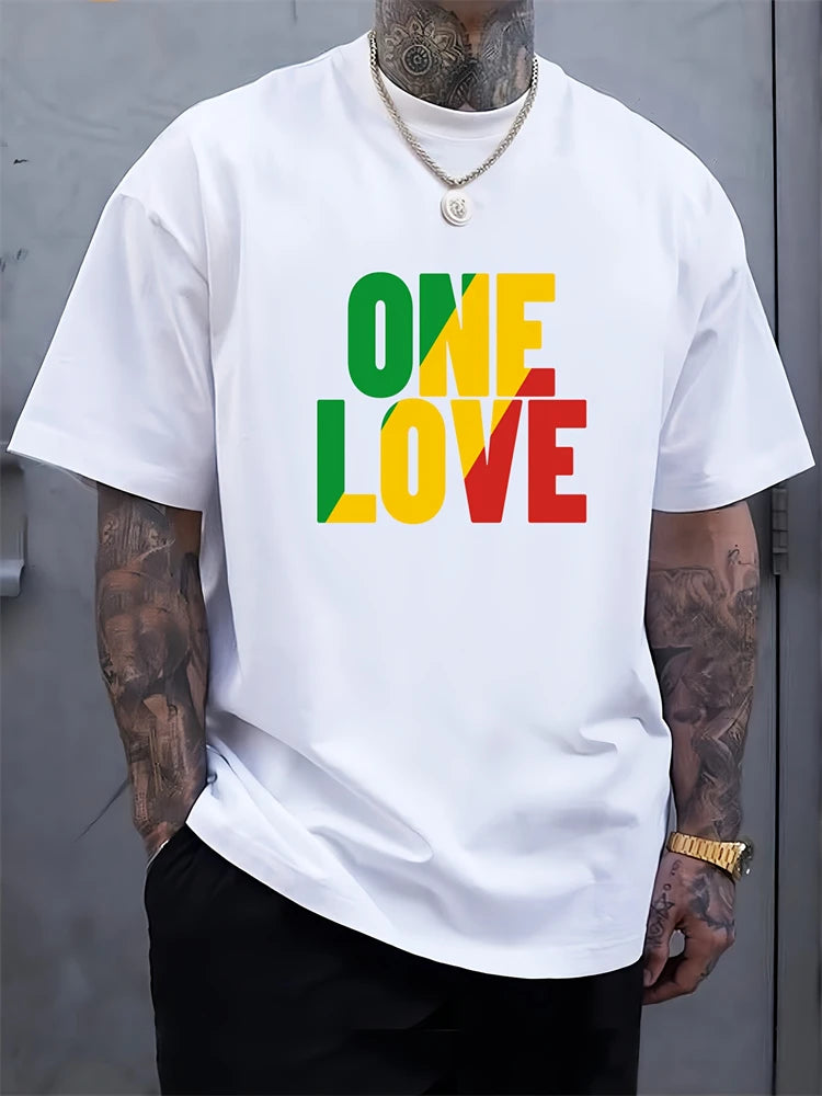 PENDRA One Love Rasta Jamaican Reggae Tee Short-Sleeve T-Shirt