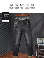 Men's Work Pants 2025 Spring Autumn Men's Casual Jeans New Slim Foot-bound Pants Explosive Street Luxury Washed Elastic Trousers