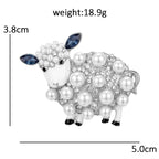 PENDRA Pearlbloom Rhinestone Sheep Brooch