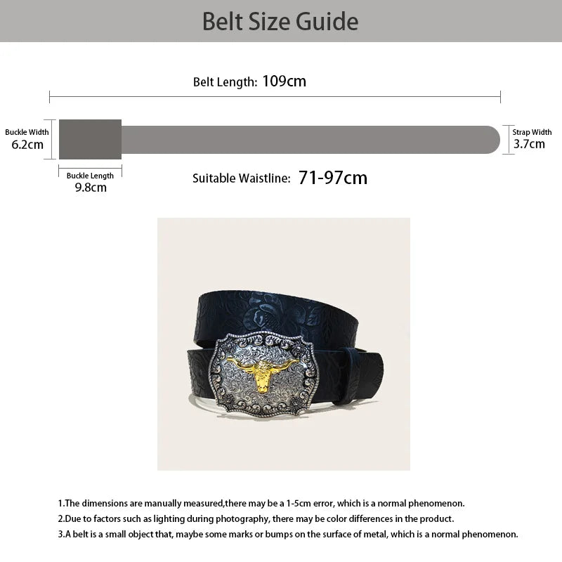 PENDRA Galaine Leather Bull Buckle Western Gothic Belt
