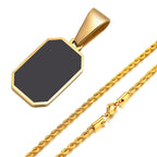 PENDRA Square Enamel Rectangle Pendant Necklace