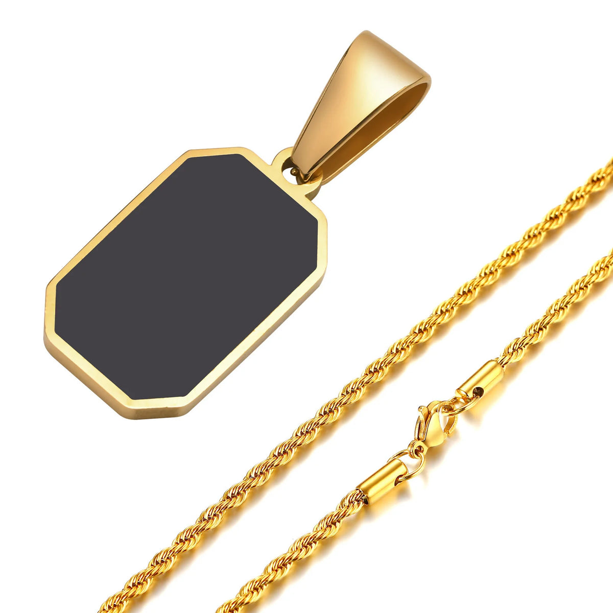 PENDRA Square Enamel Rectangle Pendant Necklace
