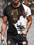 PENDRA Jesus Print Loose Comfortable Short-Sleeve God Bless You T-Shirt
