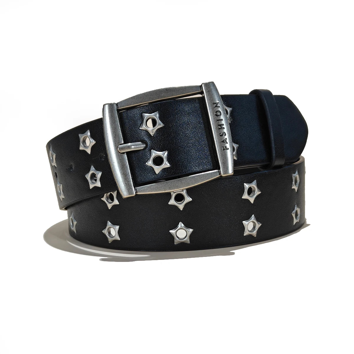 PENDRA Elarara Leather Black D-Buckle Star Belt