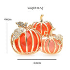 PENDRA Harvest Pumpkin Enamel Rhinestone Brooch