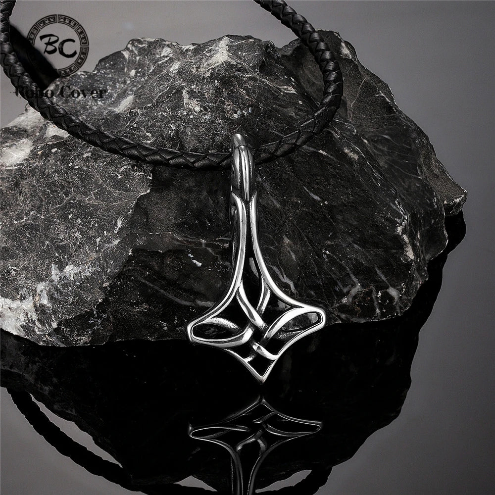 PENDRA Celtic Knot Rune Steel Necklace