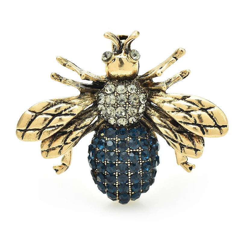 Wuli&baby Vintage Bee Brooches For Women Unisex 4-color Rhinestone Cute Insects Party Casual Brooch Pins Gifts