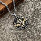 PENDRA Crow Rune Vegvisir Necklace