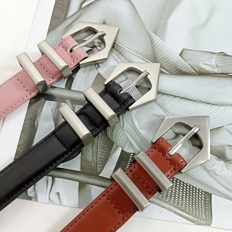 Real Cowhide Leather Belt For Women Punk Decoration Casual Pants Jeans Wide Clothes Waist Belt Retro Fashion Women's Waistband