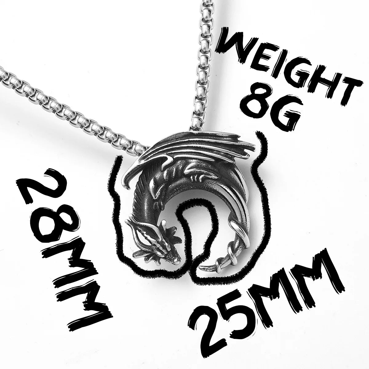 PENDRA Flying Dragon Steel Necklace