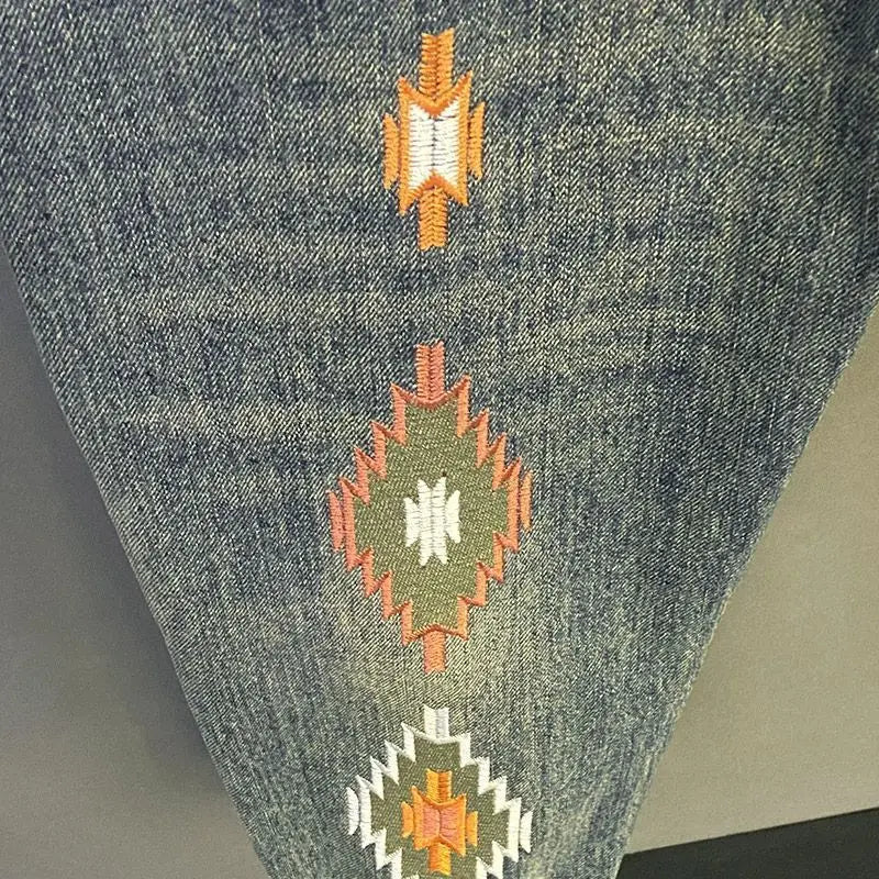 PENDRA Heavy Embroidered Brand Jeans