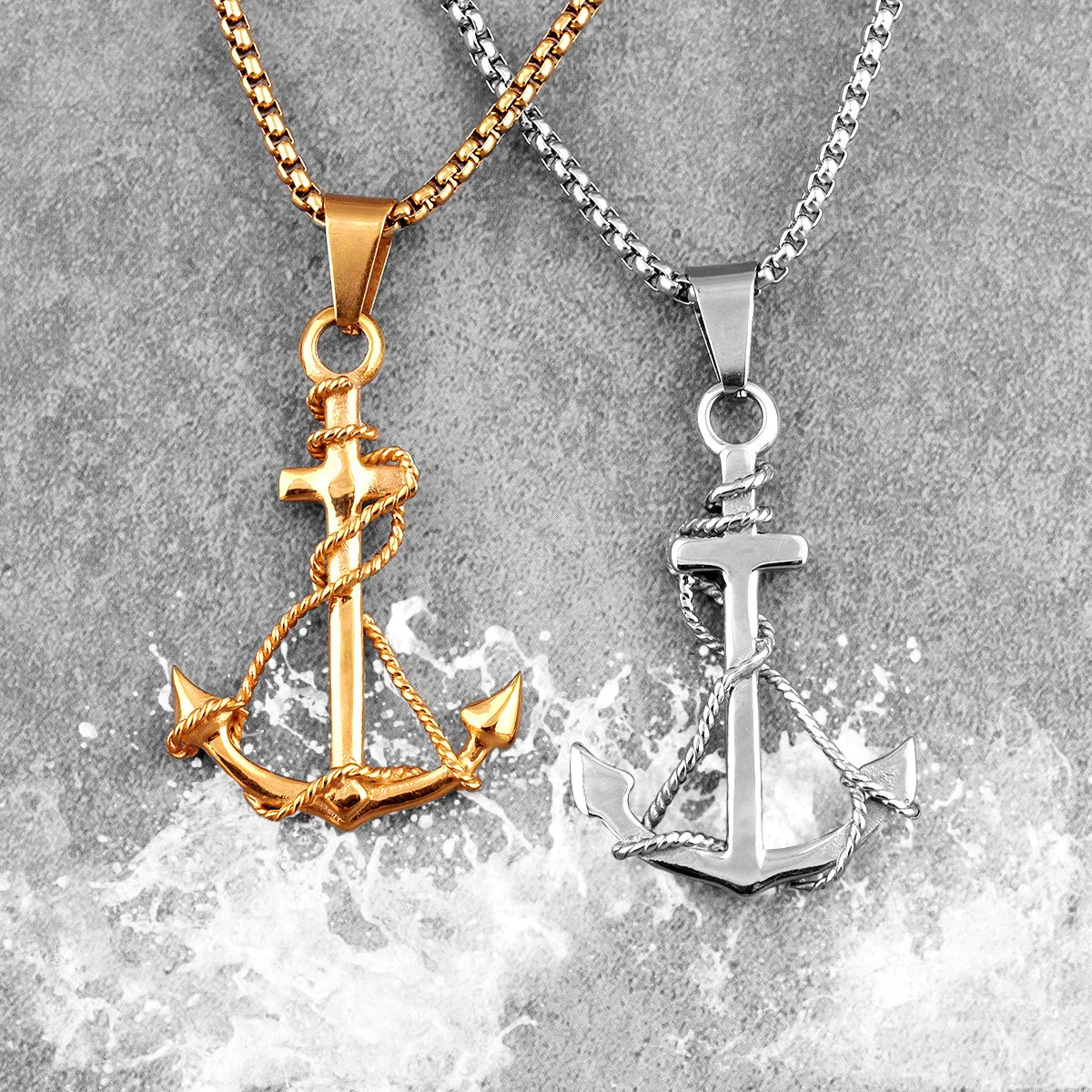 PENDRA Golden Anchor Boyfriend Steel Necklace