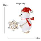 PENDRA Enamel Snowflake Snowman Brooch