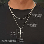 2pcs Catholic Crucifixion Necklace for Men,Stainless Steel Stacked Cross Chain Necklace,Birthday Party Punk Jewelry Gift