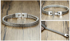 Stylish Stainless Steel Bali Foxtail Chain Bracelet for Men,Double Franco Link Chain Bracelets,Male Jewelry Gift for Dad Son