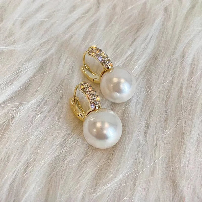 VENTFILLE Silver Gold Color Pearl Hoop Earrings for Women Girl Gift Wedding Party Clasp Jewelry Dropshipping Wholesale