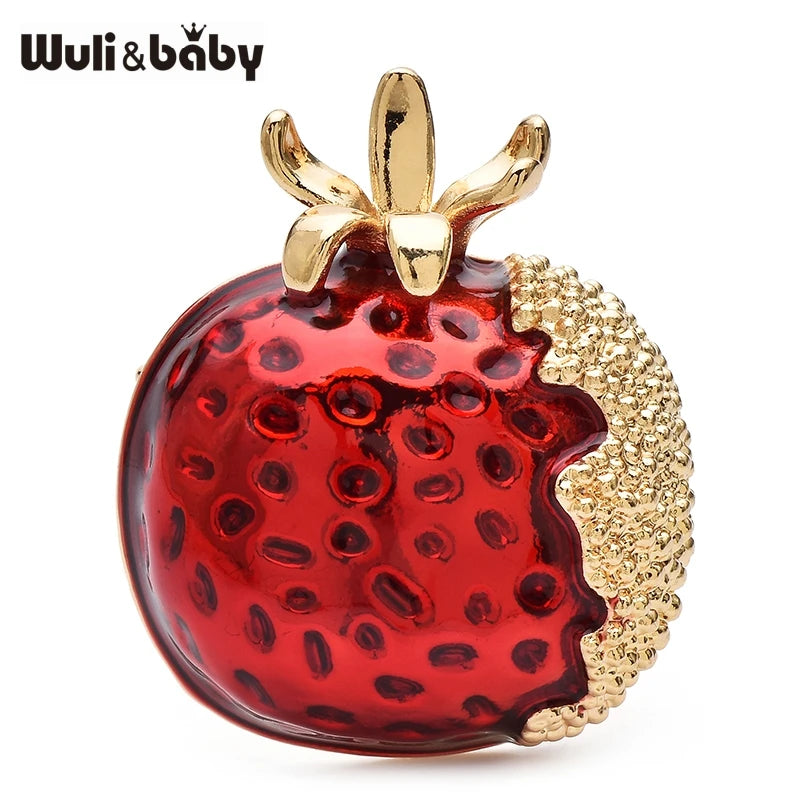 PENDRA Pomella Red Enamel Pomegranate Brooch