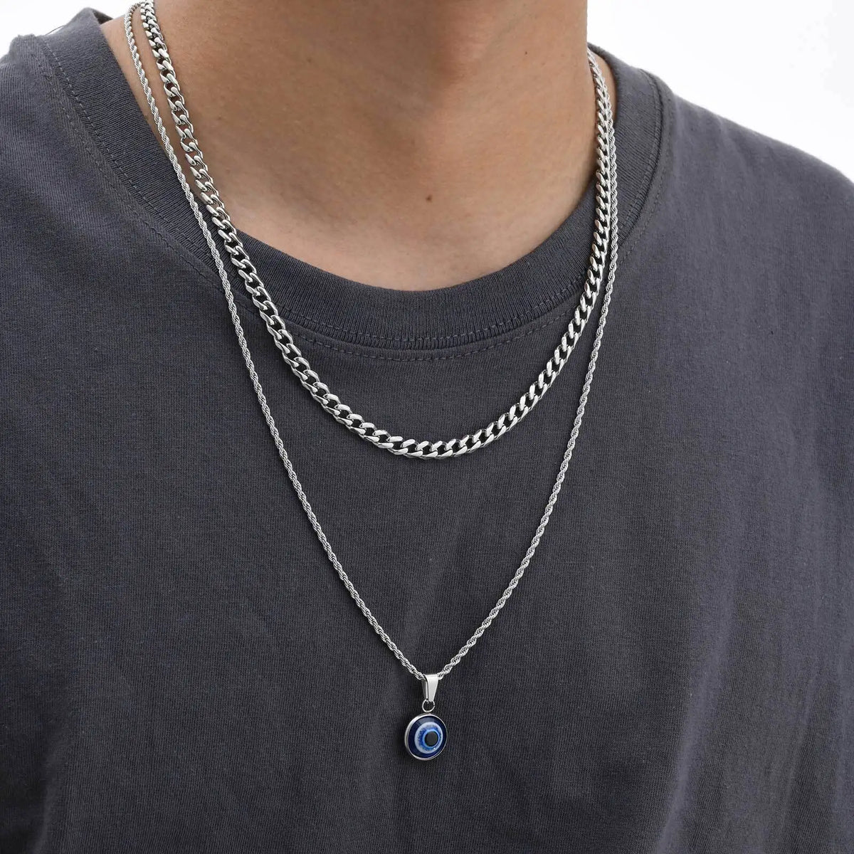 Stainless Steel Evil Eyes Necklace for Men Women,Waterproof Nazar Boncuğu Collar,Stylish Jewelry Gift