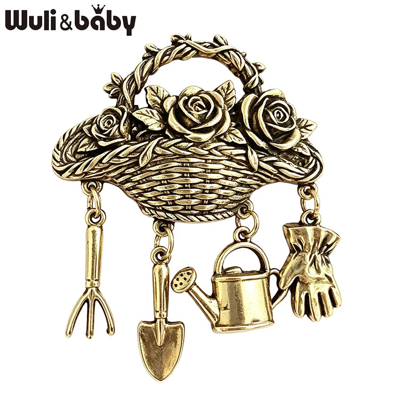 PENDRA Florabasket Vintage Flower Basket Brooch