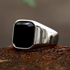 PENDRA Noirzircon Stainless Steel Black Zircon Ring