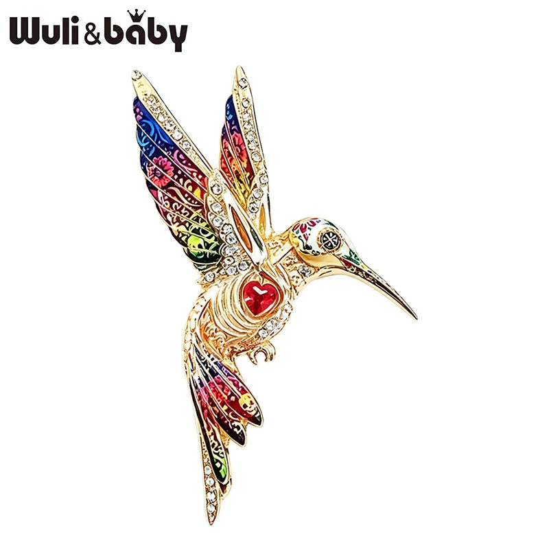 PENDRA Gemwing Rhinestone Hummingbird Brooch
