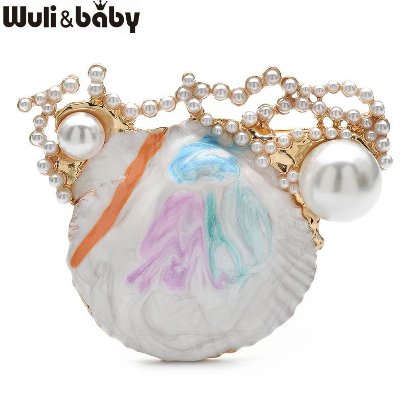 PENDRA PearlShell Enamel Pearl Shell Brooch