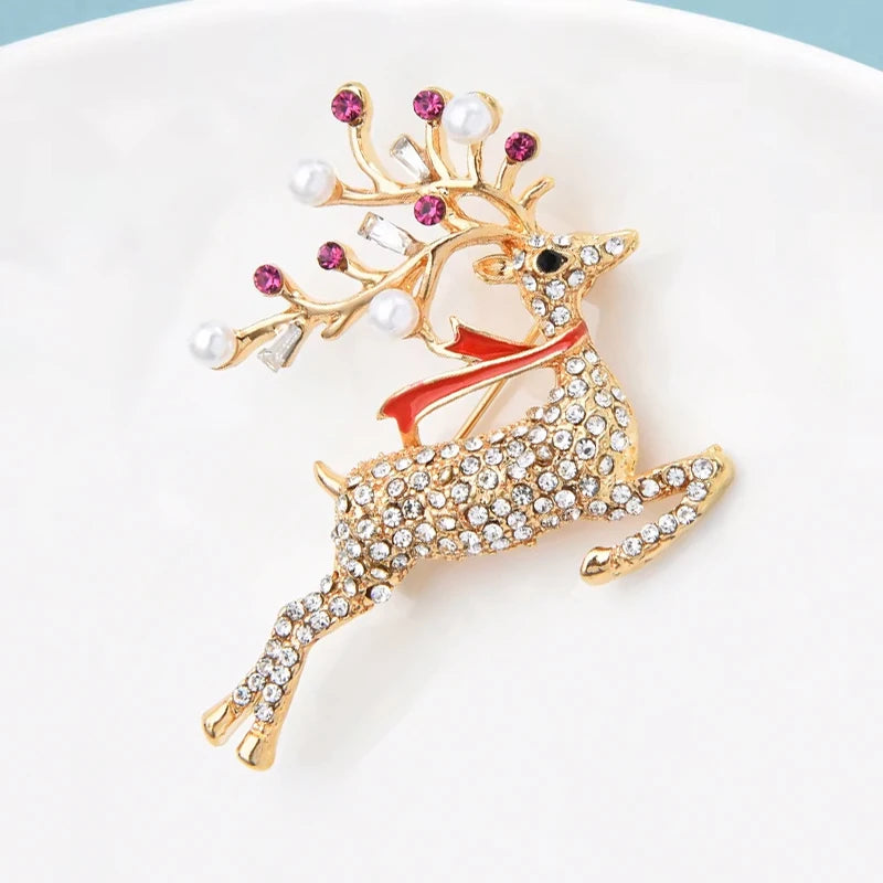 PENDRA Running Deer Simulated Pearl Brooch
