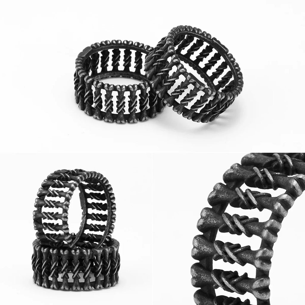 PENDRA Bone Rock Minimalism Steel Ring