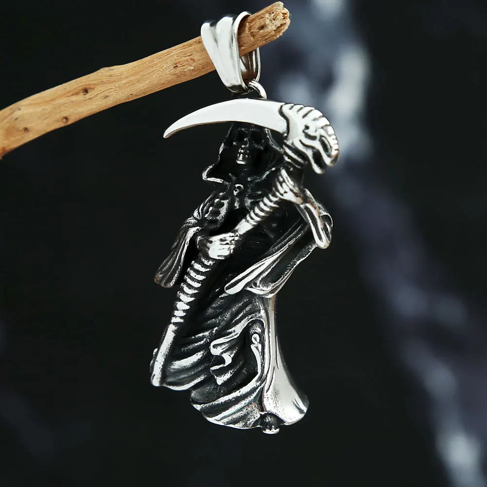 PENDRA Grimreaper Gothic Grim Reaper Scythe Skull Pendant