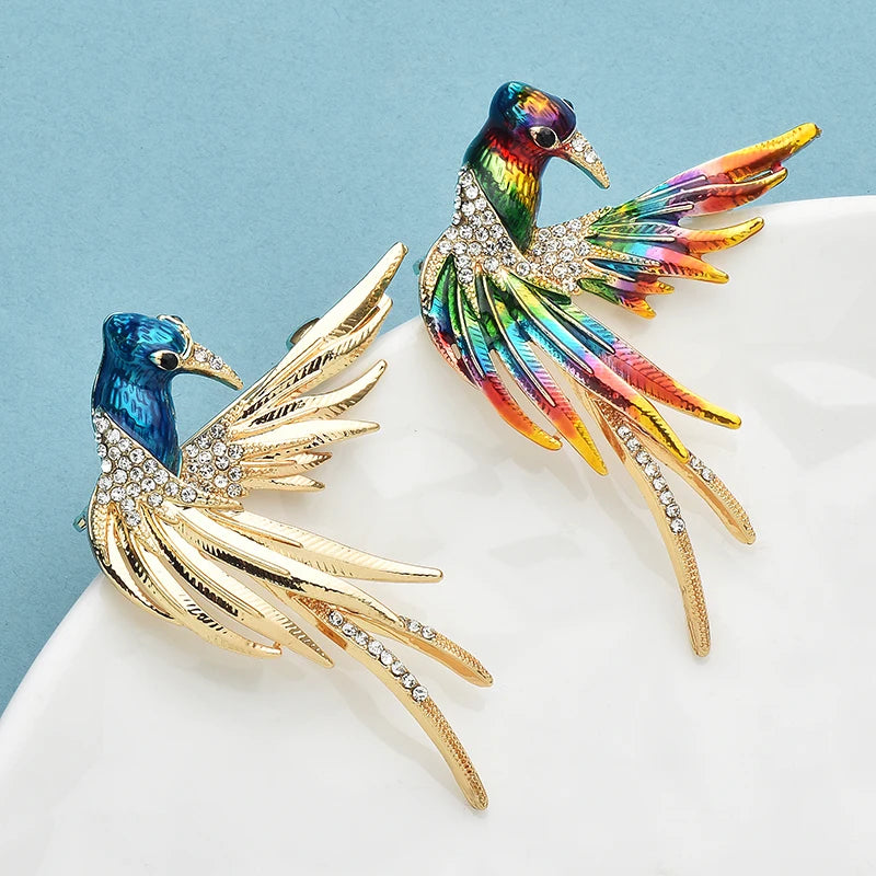 Wuli&baby Big Wings Swallow Brooches For Women Unisex 2-color Enamel Beautiful Birds Animal Party Causal Brooch Pins Gifts