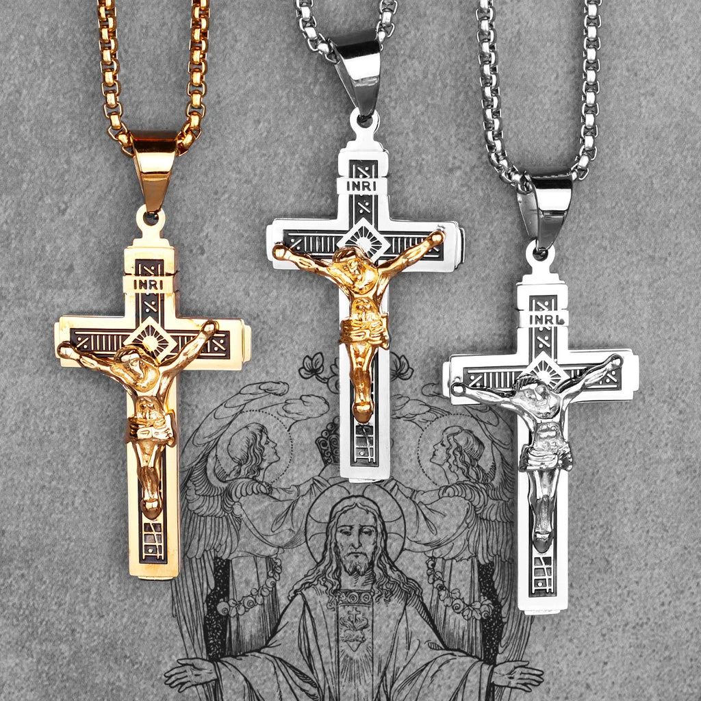 PENDRA Jesus Cross Religion Steel Necklace