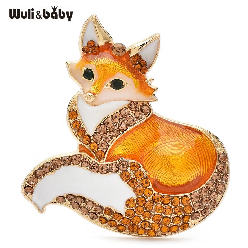 PENDRA Vulpina Rhinestone Fox Brooch