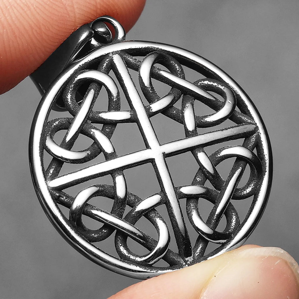 Viking Hollow Celtic Knot Men Necklaces Stainless Steel Pendant Chain Women Punk Fashion Jewelry Accessories Gifts Wholesale