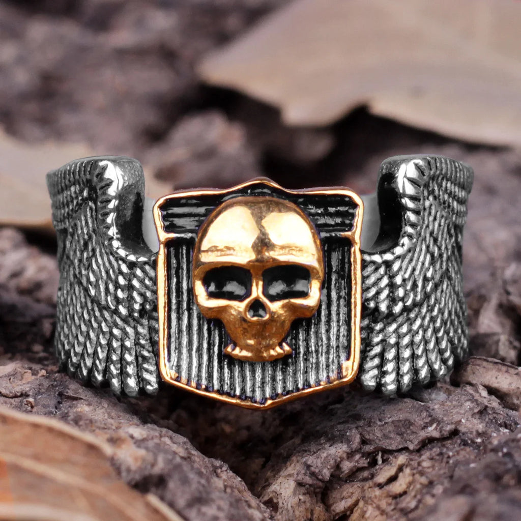 PENDRA Skull Wing Motorcycle Steel Ring