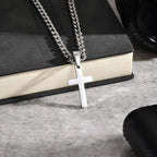 High Quality Cross Necklace for Men Boys,Stainless Steel Pendant with 5MM Cuban Chan,Classic Simple Jewelry Gift