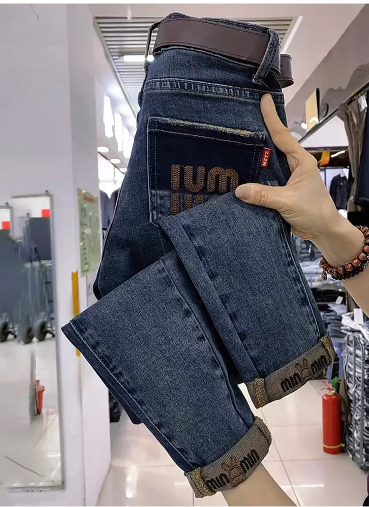 Y2k Women Jeans 2024 New High-waisted Large Size Women's Pants Radish Haren Pants Thin Stretch Nine Points Daddy Pants Fashion