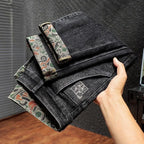 Men's Work Pants 2025 Spring Autumn Men's Casual Jeans New Slim Foot-bound Pants Explosive Street Luxury Washed Elastic Trousers