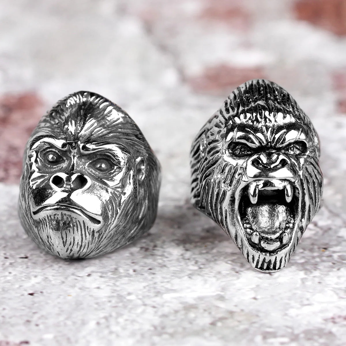 Stainless Steel Men Rings Gorilla Monkey Punk Hip Hop Cool Personality for Male Boyfriend Jewelry Creativity Gift Wholesale